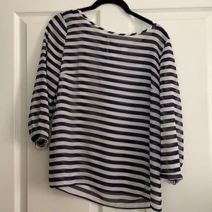 Blue & White Striped Petite Blouse